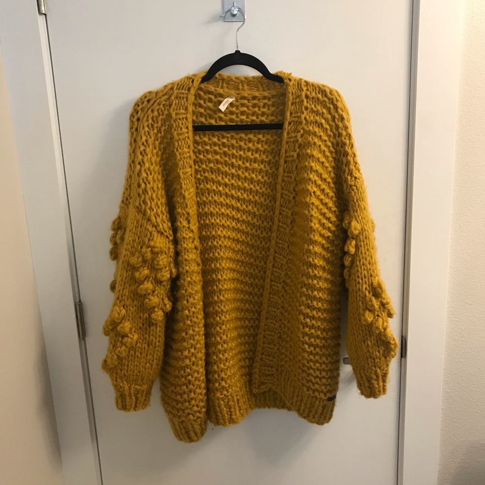 Knit Mustard Chunky Cardigan Sweater